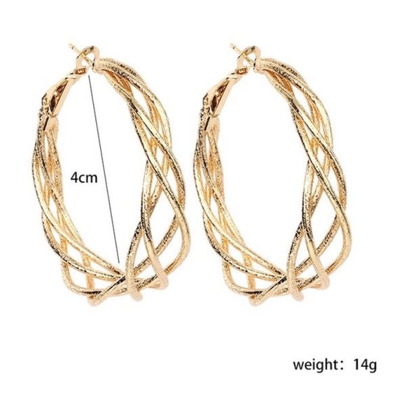 DONT GET IT TWISTED GOLD HOOPS - Picture 2 of 3
